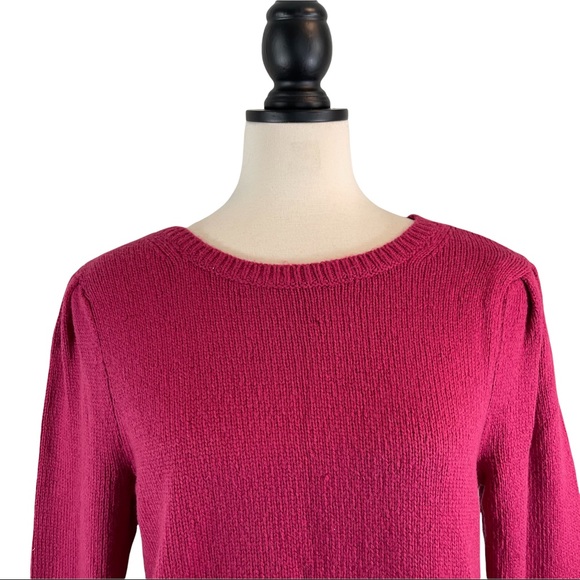 Ann Taylor Sweater Berry Pink Puffy Shoulder, New w/ Tags, Size L - Picture 2 of 10
